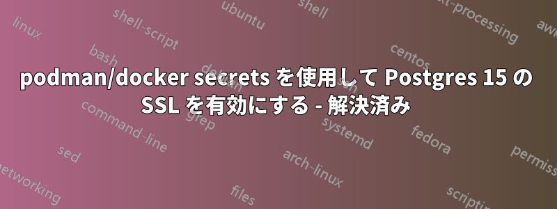 podman/docker secrets を使用して Postgres 15 の SSL を有効にする - 解決済み