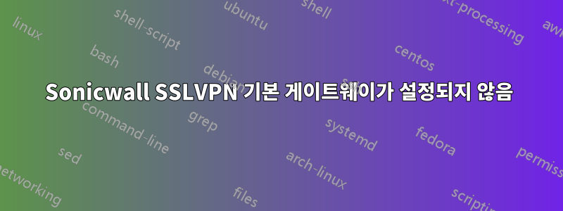 Sonicwall SSLVPN 기본 게이트웨이가 설정되지 않음