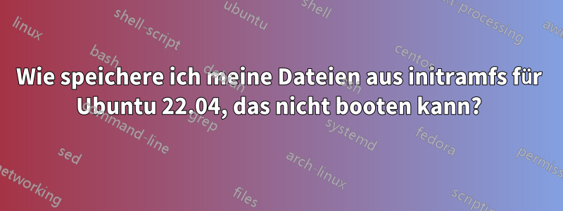 Wie speichere ich meine Dateien aus initramfs für Ubuntu 22.04, das nicht booten kann?