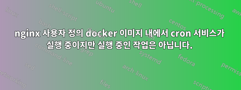 nginx 사용자 정의 docker 이미지 내에서 cron 서비스가 실행 중이지만 실행 중인 작업은 아닙니다.