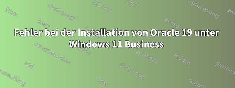 Fehler bei der Installation von Oracle 19 unter Windows 11 Business