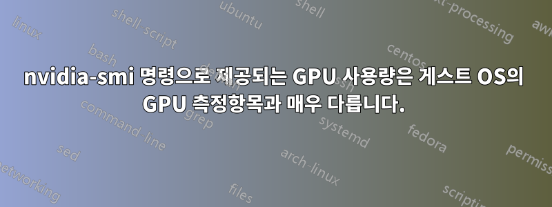 nvidia-smi 명령으로 제공되는 GPU 사용량은 게스트 OS의 GPU 측정항목과 매우 다릅니다.