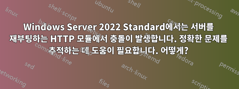 Windows Server 2022 Standard에서는 서버를 재부팅하는 HTTP 모듈에서 충돌이 발생합니다. 정확한 문제를 추적하는 데 도움이 필요합니다. 어떻게?