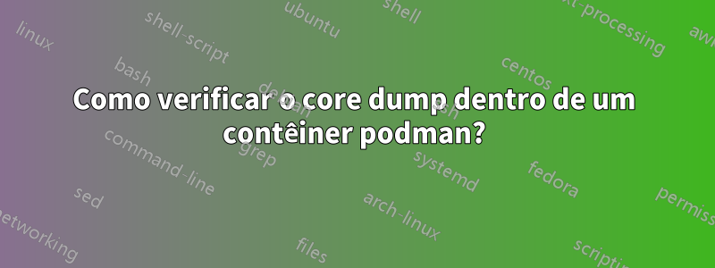 Como verificar o core dump dentro de um contêiner podman?