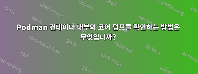 Podman 컨테이너 내부의 코어 덤프를 확인하는 방법은 무엇입니까?