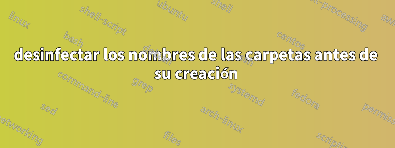 desinfectar los nombres de las carpetas antes de su creación