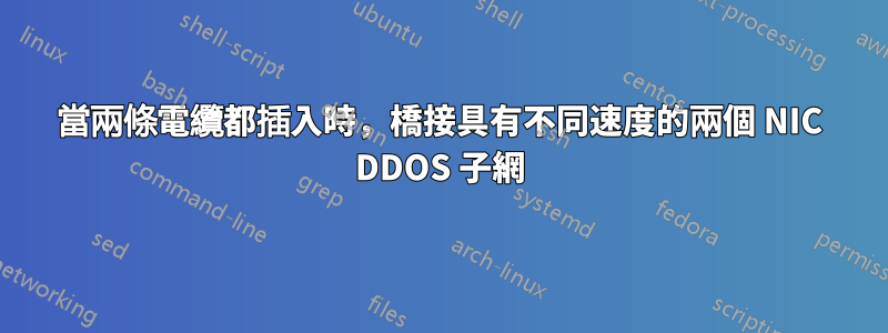 當兩條電纜都插入時，橋接具有不同速度的兩個 NIC DDOS 子網