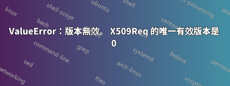 ValueError：版本無效。 X509Req 的唯一有效版本是 0