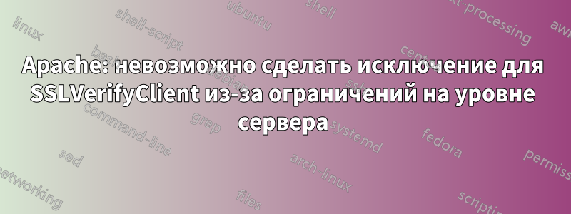 Apache: невозможно сделать исключение для SSLVerifyClient из-за ограничений на уровне сервера