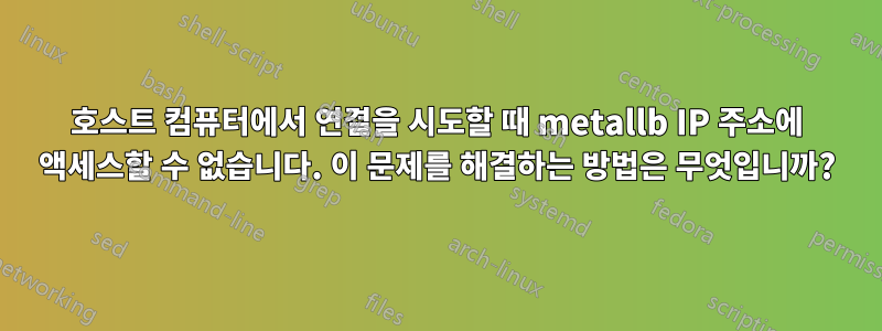 호스트 컴퓨터에서 연결을 시도할 때 metallb IP 주소에 액세스할 수 없습니다. 이 문제를 해결하는 방법은 무엇입니까?