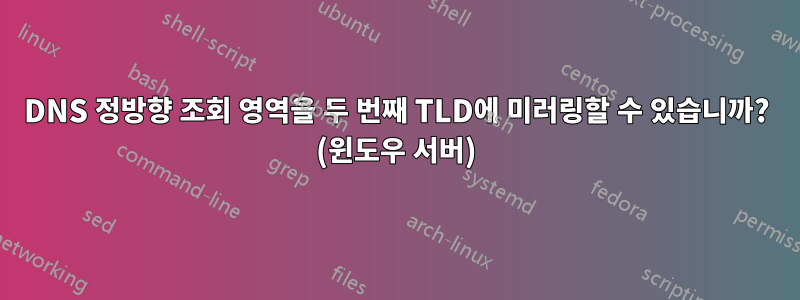 DNS 정방향 조회 영역을 두 번째 TLD에 미러링할 수 있습니까? (윈도우 서버)