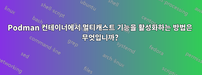 Podman 컨테이너에서 멀티캐스트 기능을 활성화하는 방법은 무엇입니까?