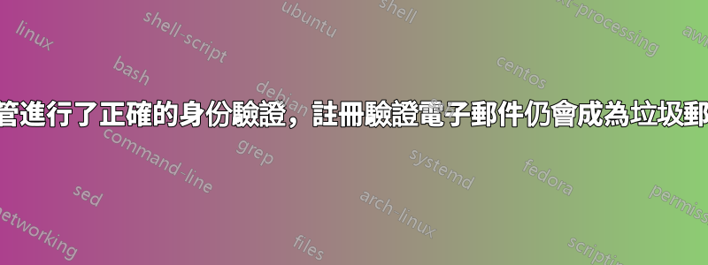 儘管進行了正確的身份驗證，註冊驗證電子郵件仍會成為垃圾郵件