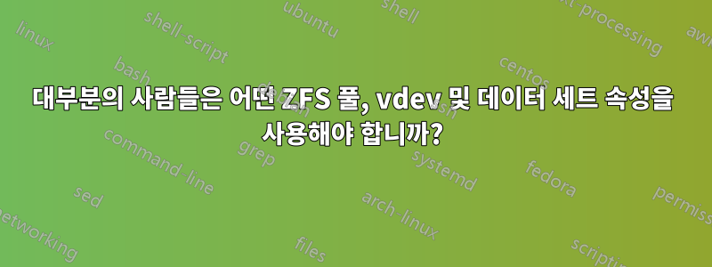 대부분의 사람들은 어떤 ZFS 풀, vdev 및 데이터 세트 속성을 사용해야 합니까?