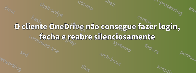 O cliente OneDrive não consegue fazer login, fecha e reabre silenciosamente