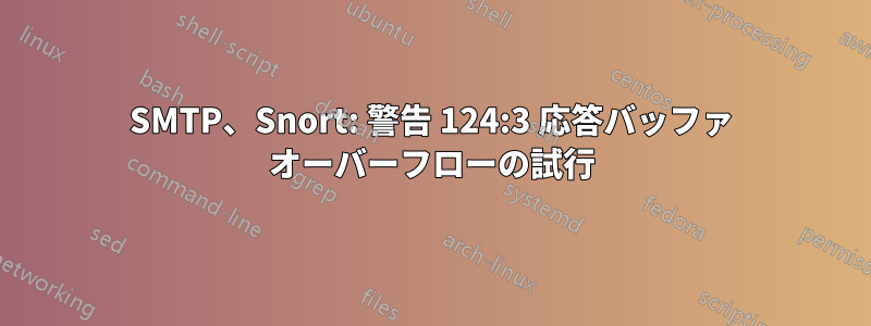 SMTP、Snort: 警告 124:3 応答バッファ オーバーフローの試行