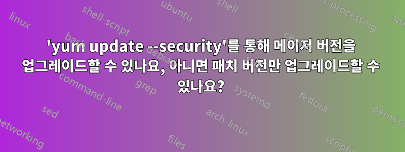 'yum update --security'를 통해 메이저 버전을 업그레이드할 수 있나요, 아니면 패치 버전만 업그레이드할 수 있나요?