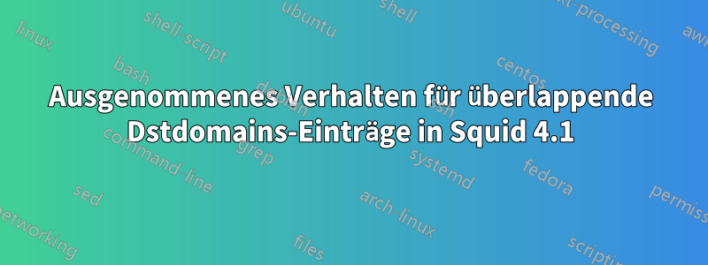 Ausgenommenes Verhalten für überlappende Dstdomains-Einträge in Squid 4.1