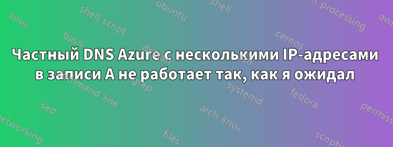 Частный DNS Azure с несколькими IP-адресами в записи A не работает так, как я ожидал