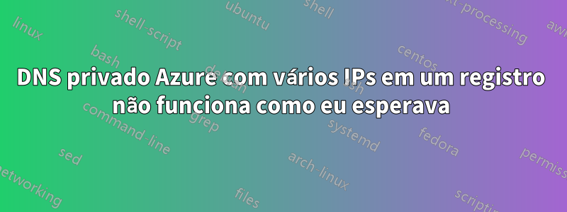 DNS privado Azure com vários IPs em um registro não funciona como eu esperava