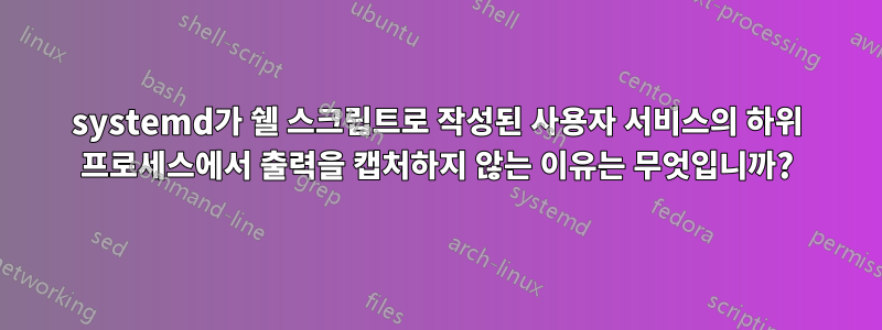 systemd가 쉘 스크립트로 작성된 사용자 서비스의 하위 프로세스에서 출력을 캡처하지 않는 이유는 무엇입니까?