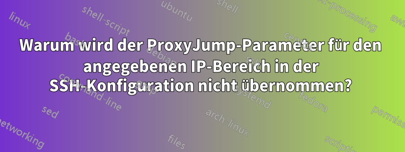 Warum wird der ProxyJump-Parameter für den angegebenen IP-Bereich in der SSH-Konfiguration nicht übernommen?