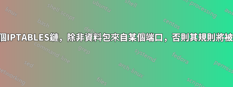 建立一個IPTABLES鏈，除非資料包來自某個端口，否則其規則將被忽略？