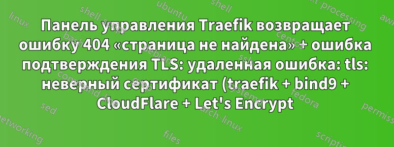 Панель управления Traefik возвращает ошибку 404 «страница не найдена» + ошибка подтверждения TLS: удаленная ошибка: tls: неверный сертификат (traefik + bind9 + CloudFlare + Let's Encrypt)