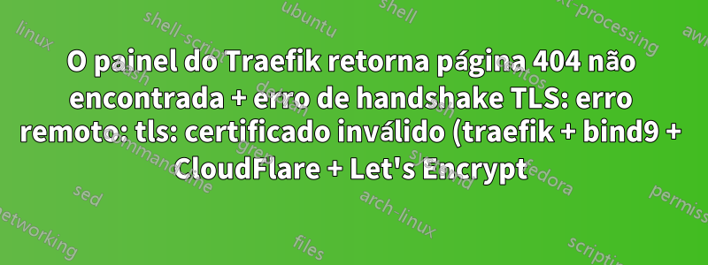 O painel do Traefik retorna página 404 não encontrada + erro de handshake TLS: erro remoto: tls: certificado inválido (traefik + bind9 + CloudFlare + Let's Encrypt)