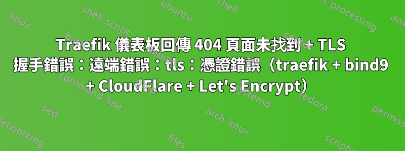 Traefik 儀表板回傳 404 頁面未找到 + TLS 握手錯誤：遠端錯誤：tls：憑證錯誤（traefik + bind9 + CloudFlare + Let's Encrypt）