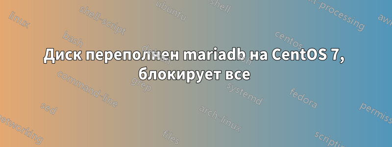 Диск переполнен mariadb на CentOS 7, блокирует все