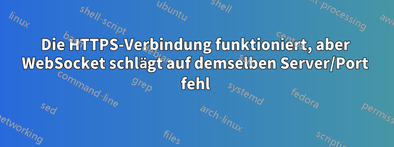 Die HTTPS-Verbindung funktioniert, aber WebSocket schlägt auf demselben Server/Port fehl