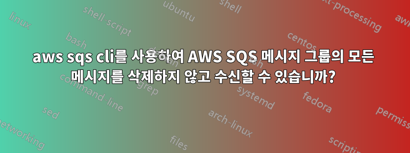 aws sqs cli를 사용하여 AWS SQS 메시지 그룹의 모든 메시지를 삭제하지 않고 수신할 수 있습니까?