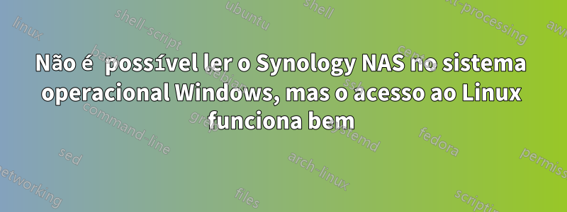 Não é possível ler o Synology NAS no sistema operacional Windows, mas o acesso ao Linux funciona bem