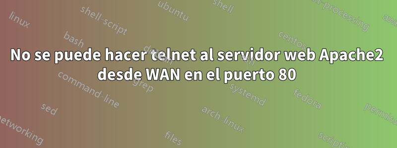 No se puede hacer telnet al servidor web Apache2 desde WAN en el puerto 80