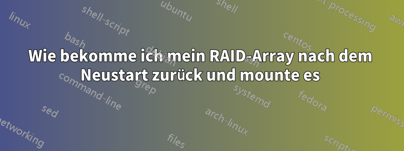 Wie bekomme ich mein RAID-Array nach dem Neustart zurück und mounte es