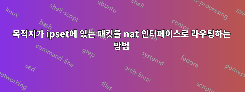 목적지가 ipset에 있는 패킷을 nat 인터페이스로 라우팅하는 방법