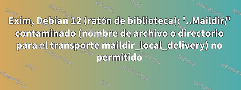 Exim, Debian 12 (ratón de biblioteca): '..Maildir/' contaminado (nombre de archivo o directorio para el transporte maildir_local_delivery) no permitido