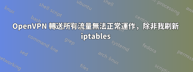 OpenVPN 轉送所有流量無法正常運作，除非我刷新 iptables