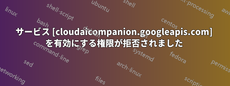 サービス [cloudaicompanion.googleapis.com] を有効にする権限が拒否されました