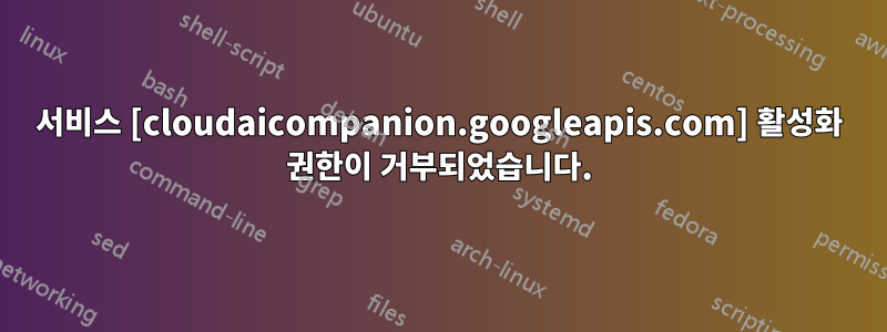 서비스 [cloudaicompanion.googleapis.com] 활성화 권한이 거부되었습니다.