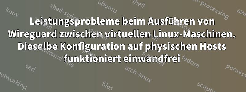 Leistungsprobleme beim Ausführen von Wireguard zwischen virtuellen Linux-Maschinen. Dieselbe Konfiguration auf physischen Hosts funktioniert einwandfrei