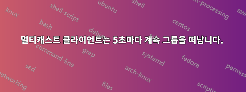 멀티캐스트 클라이언트는 5초마다 계속 그룹을 떠납니다.