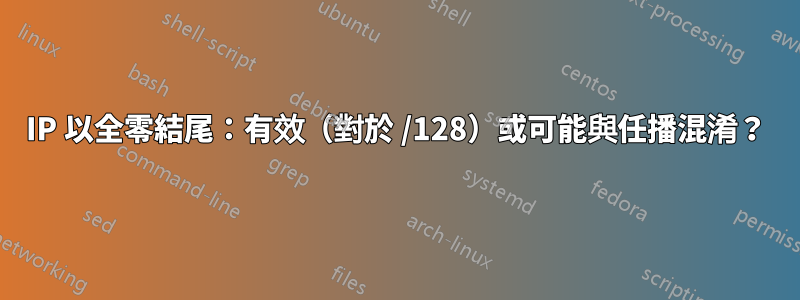 IP 以全零結尾：有效（對於 /128）或可能與任播混淆？