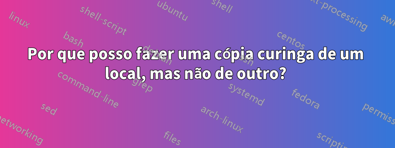 Por que posso fazer uma cópia curinga de um local, mas não de outro?