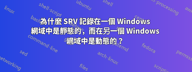 為什麼 SRV 記錄在一個 Windows 網域中是靜態的，而在另一個 Windows 網域中是動態的？