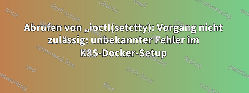 Abrufen von „ioctl(setctty): Vorgang nicht zulässig: unbekannter Fehler im K8S-Docker-Setup