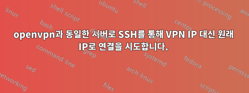 openvpn과 동일한 서버로 SSH를 통해 VPN IP 대신 원래 IP로 연결을 시도합니다.