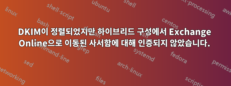 DKIM이 정렬되었지만 하이브리드 구성에서 Exchange Online으로 이동된 사서함에 대해 인증되지 않았습니다.