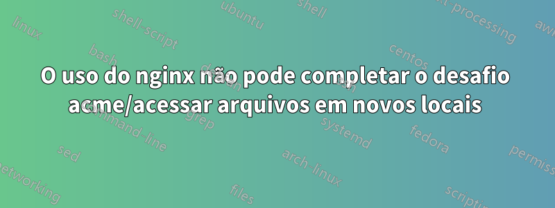 O uso do nginx não pode completar o desafio acme/acessar arquivos em novos locais